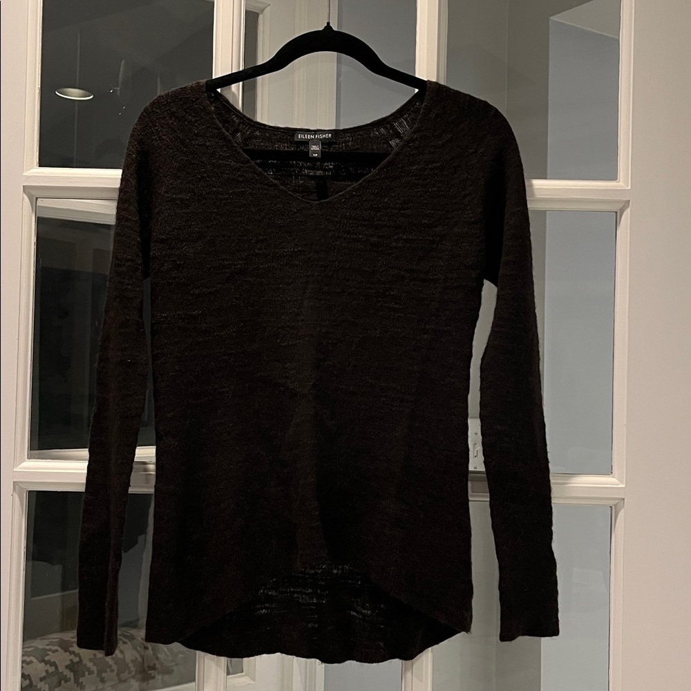 EILEEN FISHER Alpaca Wool‎ Blend V-neck Sweater Size S - Chocolate Brown